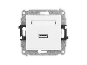 MINI Mechanizm ładowarki USB pojedynczej, 5V, 1A biały mat 25MCUSB-1 KARLIK