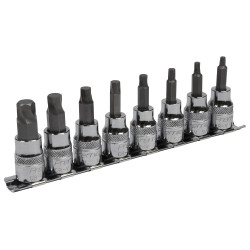 Sealey AK65603 Hex Socket Bit Set Lock-On&#x2122; 8pc 3/8&quot;Sq Drive - Imperial