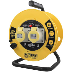 Faithfull Power Plus XP03-SY4H Open Cable Reel 110V 20m 16A 2 Socket 1.5mm Cable