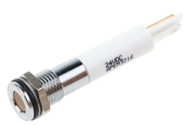 Lampka kontrolna do montażu panelowego 24V dc Pomarańczowy 8mm LED Chrom Faston, oczko lutownicze RS PRO