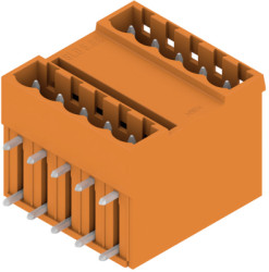 Pin header, 10 pole, pitch 5.08 mm, angled, orange, 1601820000