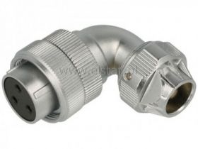 Gniazdo żeńskie, 3 piny, na przewód, kątowe