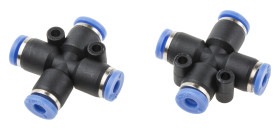 Złączka pneumatyczna Wciskane 4 mm Wciskane 4 mm RS PRO Adapter krzyżakowy do rur