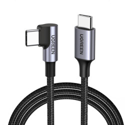 Kabel USB-C Wtyk-Wtyk 0,5m Kątowy Czarny UGREEN US255 PD QC 60W