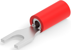 Insulated forked cable lug, 0.3-1.42 mm², AWG 22 to 16, 3.68 mm, M3.5, red, 8-1377173-5
