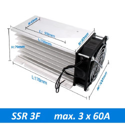 Radiator do przekaźników 3F SSR 3x60A + wentylator