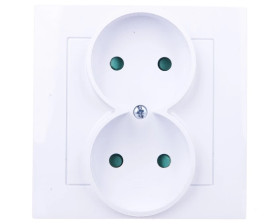 AS Gniazdo podwójne b/u z przesłonami białe GP-2GP/00