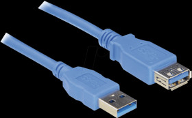 82538 USB3 cable,SUPER-SPEED,A plug&gt;A socket 1.0m, blue