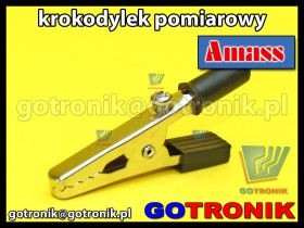 Krokodylek pomiarowy czarny na gniazdo banan 4mm
