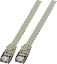 Patch cable with flat cable, RJ45 plug, straight to RJ45 plug, straight, Cat 6A, U/FTP, PVC, 0.15 m, gray, K5545GR.0,15