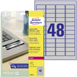 Avery-Zweckform L6009-8 Nameplates Silver Polyester 45.7x21.2mm 384 pcs