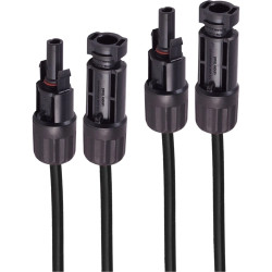 Extension cable, 4 mm solar plug to 4 mm solar coupling socket, 1 m, 4.0 mm², black, 1.5 kV, 35 A, BS02-32025