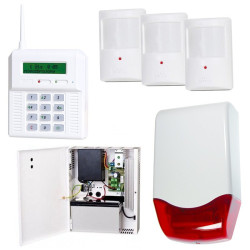Zestaw alarmowy CB32GZ + 3 czuj + sygn. przewodowy + zas.bufor 7Ah.ELMES