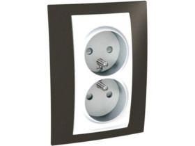 UNICA PLUS Gniazdo podwójne z uziemieniem z przesłonami umbra kakaowa MGU63.069.871 SCHNEIDER ELECTRIC
