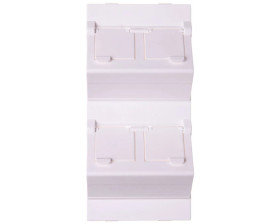 Simon Connect Płytka K45 gniazda teleinformatycznego poczwórnego 4xRJ skośna z przesłoną czysta biel S80C/9