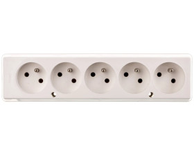 Gniazdo przenośne pięciokrotne 16A 2P+Z 250V białe GN-570