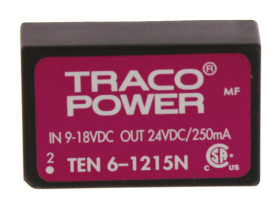 Przetwornica DC-DC, 6W, Uwe 9 → 18 V DC, Uwy 24V dc, Iwy 250mA, TRACOPOWER