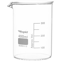 Rapid EGL0126H Glass Beakers, Low form with Spout, 400 ml pack of 6
