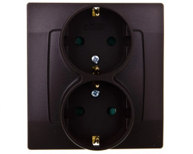 KARO Gniazdo podwójne z/u Schuko z przesłonami czekoladowy metalik GP-2SSP/40