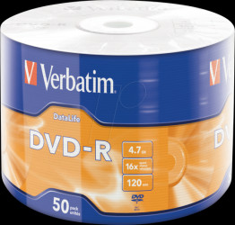 43791 DVD-R, 4.7 GB DataLife, matt, wrap spindle pack of 50