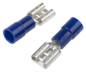 Konektor płaski Żeński 6.35 x 0.8mm 1,5 → 2,5 mm², 16 → 14 AWG długość 21.5mm Izolacja: Izolowane Cyna