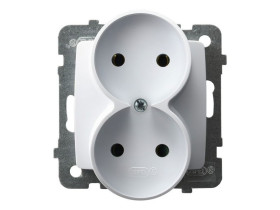 KARO Gniazdo podwójne bez uziemienia do ramki IP-20 zaciski gwintowe biały GP-2SR/m/00 OSPEL