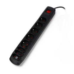 Listwa zasilająca z zabezpieczeniami Arcon R8 czarna - 8 gniazd - 3m
