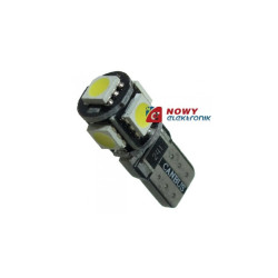 Dioda LED T10CANBUS 5SMD5050 W biała CANBUS 12V żarówka W5W