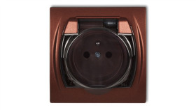 Logo Gniazdo Bryzgoszczelne Z/U (Klapka Dymna) Brązowy Metalik 9Lgpb-1Zdp