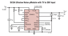 EN55022B Compliant 36V, 15V, 5A, DC/DC μModule (Power Module) Regulator
