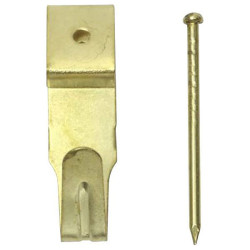 SWG 9771180 Wall Hook Steel Needle Size 1 Brass-Plated 6 pc Package