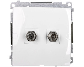 Simon Basic Gniazdo antenowe podwójne typu F białe BMAF2.01/11