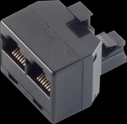 BS71230-8 RJ45 coupler, Western plug 8/8 > 2x jack