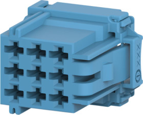 Socket, unequipped, 9 pole, straight, 3 rows, blue, 6-968971-1