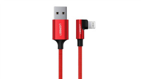 Kabel Ugreen Us299 60555 Kątowy Lightning / Usb-A Mfi 2.4A 1M - Czerwony