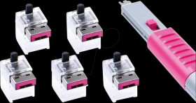 NC03PKPK Cable lock, RJ45, 5 pieces, with key, pink