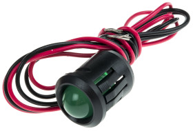 Lampka kontrolna do montażu panelowego 24V dc, zielona 14mm LED Czarny Wyprowadzenia RS PRO