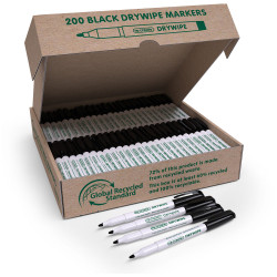 Re:create RDME200 200 ReCreate Black Drywipe Pens - 100% recycled plastic