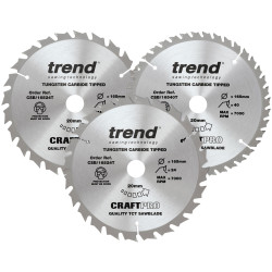 Trend CSB/165/3PK/C CraftPro Cordless Saw Blade 165 x 20mm x 24T/40T (Pack 3)