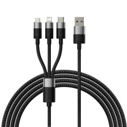 Kabel USB-iPhone/MicroUSB/USB-C BASEUS CAXS000001 1,2m 3,5A Czarny