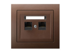 KIER Gniazdo komputerowe podwójne kat.5e MMC brązowy metalik GPK-2W/K/52 OSPEL