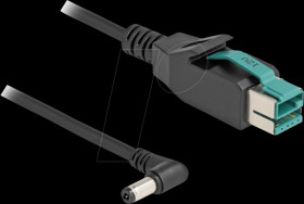 80011 PoweredUSB cable, 12 V &gt; DC 5.5 x 2.1 mm, angled, 1 m