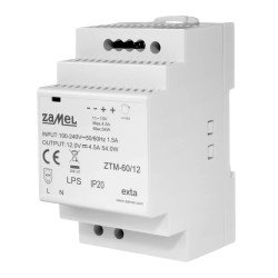 Zasilacz impulsowy na szynę TH-35 ZTM- 60/12 60W 12V