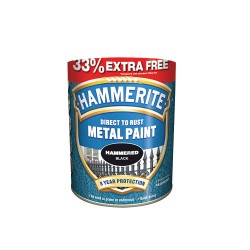 Hammerite 5158237 Direct to Rust Hammered Finish Metal Paint Black 750ml &#x2B; 33