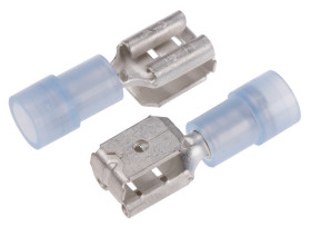 Konektor płaski Męskie do żeńskiego 6.35 x 0.8mm 1,5 → 2,5 mm², 16 → 14 AWG długość 23mm Izolacja: Izolowane Cyna