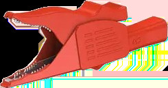 Crocodile clip, red, max. 39.5 mm, L 106 mm, CAT II, socket 4 mm, 66.9521-22