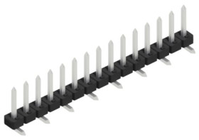 Pin header, 15 pole, pitch 2 mm, angled, black, SLY7SMD04515Z