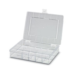 Skrzynka z przegródkami l. przedziałów: 8 szerokość: 250mm wysokość: 46mm Polistyren Przezroczysty