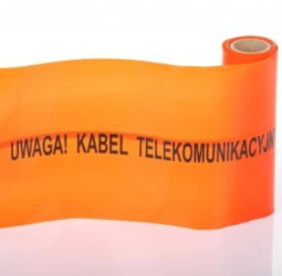 Folia kablowa pomarańczowa 25cm nadruk UWAGA KABEL TELEKOMUNIKACYJNY TO-Tkt/25 /100m/