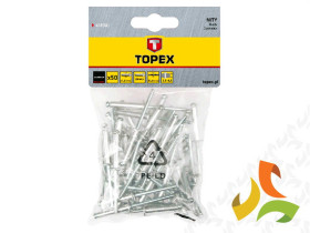 Nity aluminiowe z łbem kulistym 4.0mm x 8mm, (50szt w opakowaniu), 43E401 TOPEX